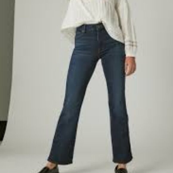 Lucky Brand High-Rise Ankle Boot Cut Jeans- Dark Wash - Picture 1 of 12